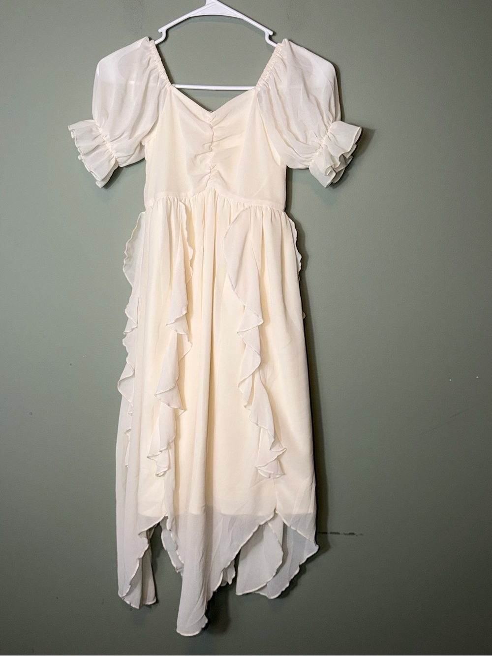 Joyfolie Girls Cream Puff Sleeve Ruffle Dress Size 7